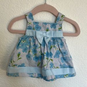 Gymboree Floral Dress Blue White Green Size 3-6 months